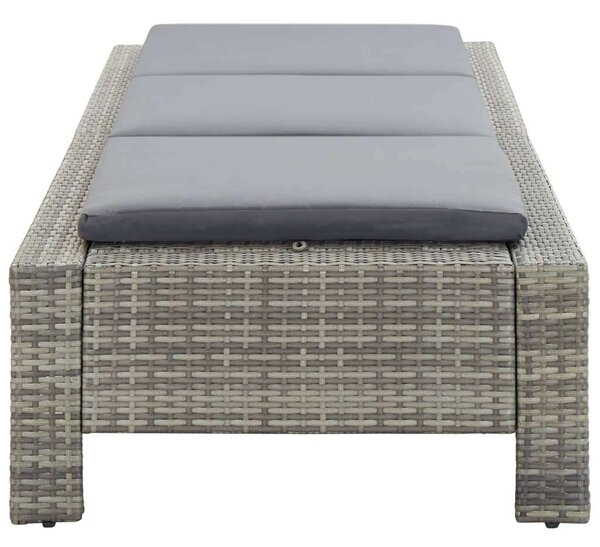 VidaXL szürke polyrattan napozóágy párnával