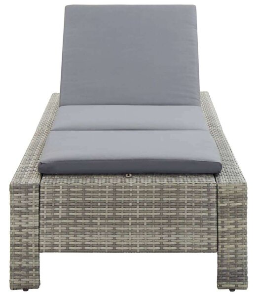 VidaXL szürke polyrattan napozóágy párnával