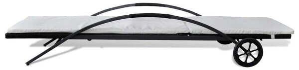 VidaXL Napozóágy - Fekete Polyrattan - 200cm