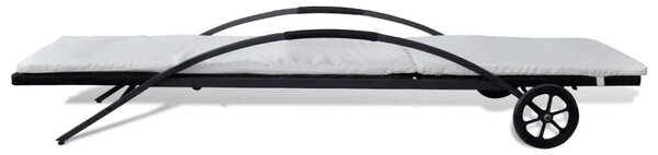 VidaXL Napozóágy - Fekete Polyrattan - 200cm