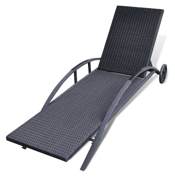 VidaXL Napozóágy - Fekete Polyrattan - 200cm
