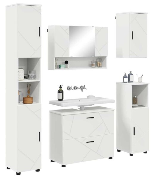 Fürdőszoba bútor szett 5 pcs Fehér 30 x 35 x 192 cm Faanyag