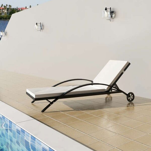 VidaXL Napozóágy - Fekete Polyrattan - 200cm