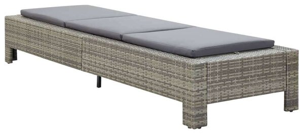 VidaXL szürke polyrattan napozóágy párnával