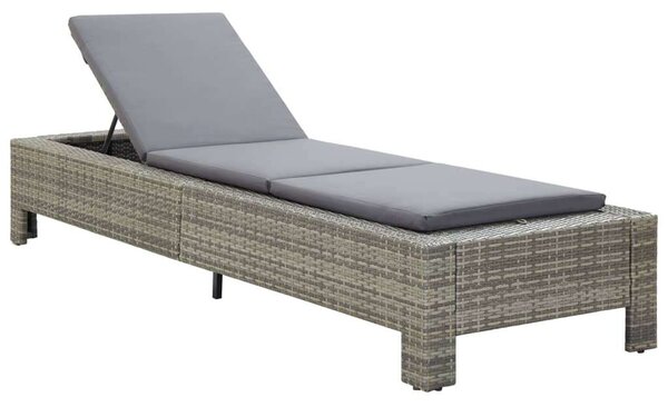 VidaXL szürke polyrattan napozóágy párnával
