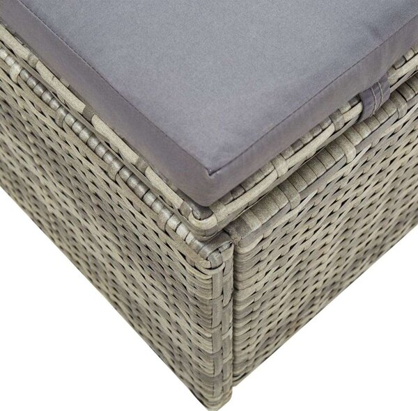 VidaXL szürke polyrattan napozóágy párnával