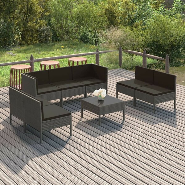 Polyrattan Kerti Ülőgarnitúra - 8 részes - Szürke