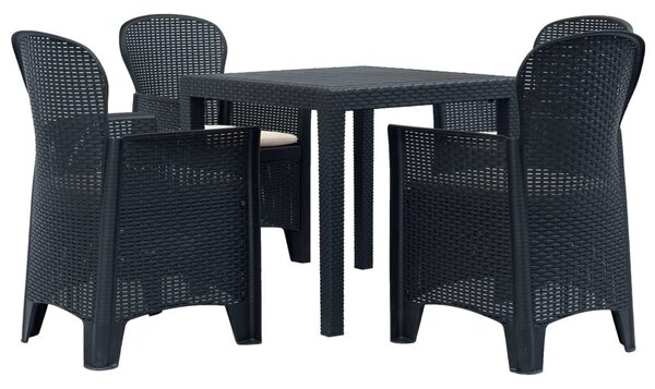 Kertbútor - Antracit Rattan Étkezőgarnitúra - 5 részes