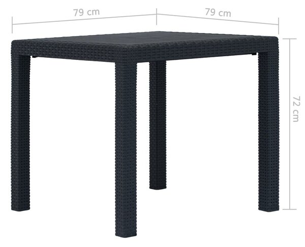 Kertbútor - Antracit Rattan Étkezőgarnitúra - 5 részes