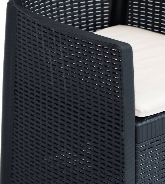 Kertbútor - Antracit Rattan Étkezőgarnitúra - 5 részes