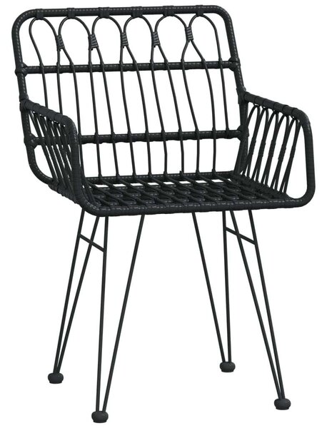 Elegáns Fekete Polyrattan Kerti Étkezőgarnitúra - 9 részes