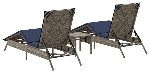 VidaXL Napozóágy Szett - 2 db Szürke Polyrattan