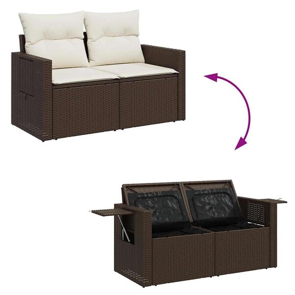 VidaXL 9 részes barna polyrattan kerti ülőgarnitúra párnákkal