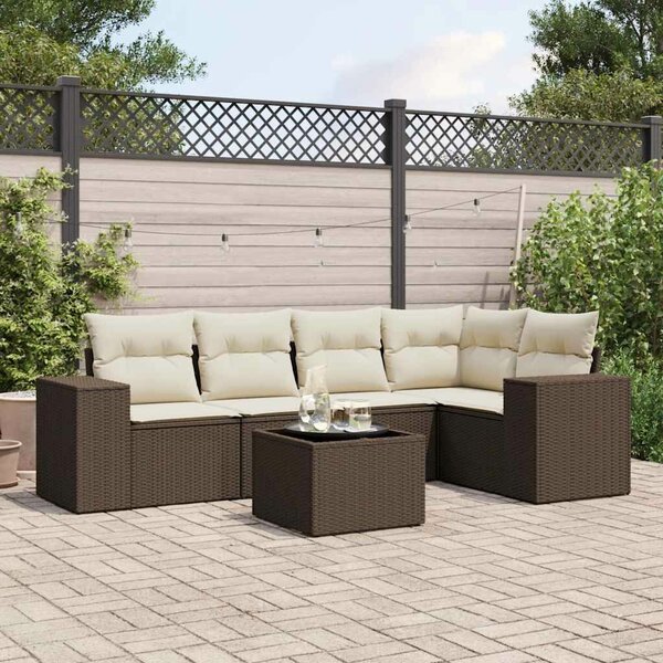VidaXL 6 részes barna polyrattan kerti ülőgarnitúra párnával