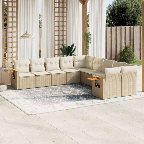VidaXL Polyrattan Kerti Ülőgarnitúra - 10 részes - Bézs