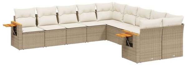 VidaXL Polyrattan Kerti Ülőgarnitúra - 10 részes - Bézs