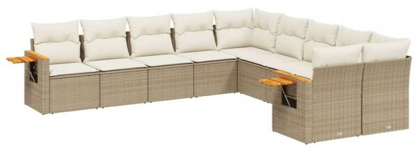 VidaXL Polyrattan Kerti Ülőgarnitúra - 10 részes - Bézs