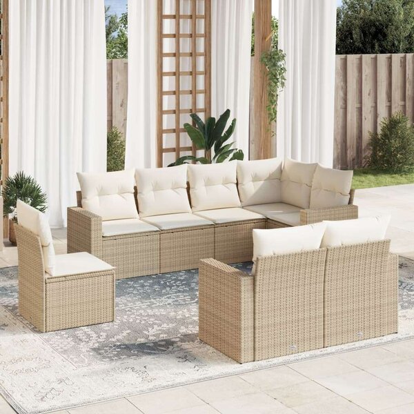 VidaXL Polyrattan Kerti Ülőgarnitúra - 8 részes - Bézs