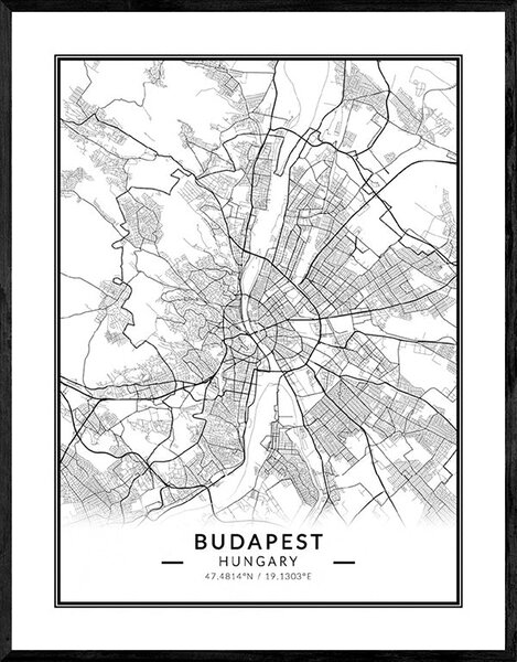 Budapest térkép poszter, falikép