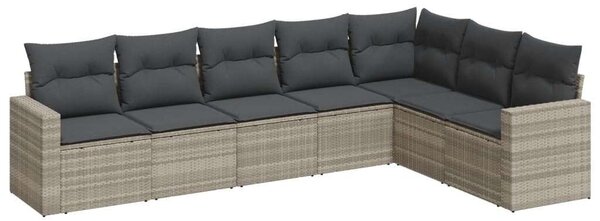 VidaXL Polyrattan Kerti Ülőgarnitúra - 7 részes - Világosszürke