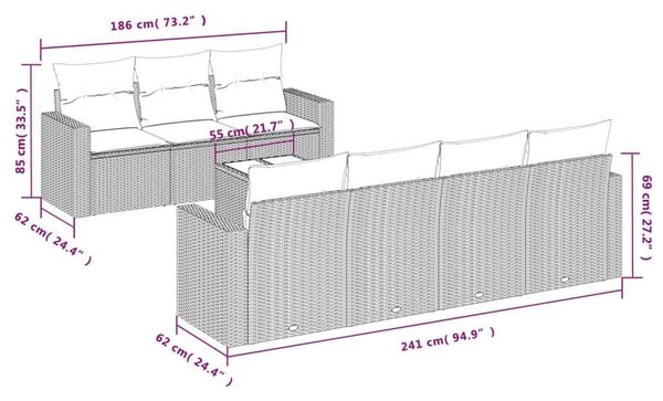 VidaXL Polyrattan Kerti Ülőgarnitúra - Bézs - 8 részes