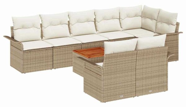 VidaXL Kerti Kanapé Szett tárolóval 9 pcs Beige és krém polirattan