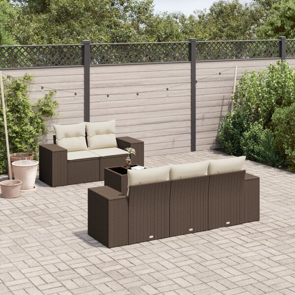 VidaXL 6 részes barna polyrattan kerti ülőgarnitúra párnával