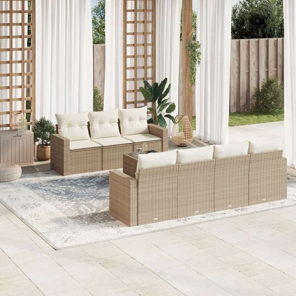 VidaXL Polyrattan Kerti Ülőgarnitúra - Bézs - 8 részes