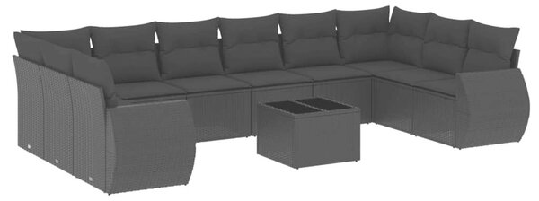 VidaXL Polyrattan Kerti Ülőgarnitúra - 11 részes - Fekete