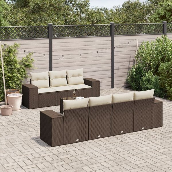 VidaXL 8 részes barna polyrattan kerti ülőgarnitúra párnákkal