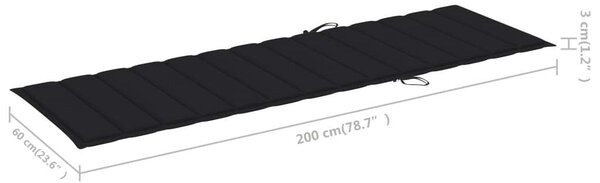 VidaXL Akácfa Napozóágy - 200cm, Szürke