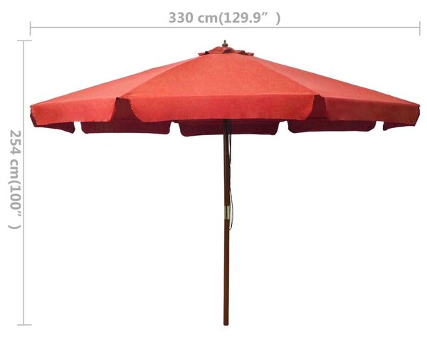 VidaXL Kültéri Napernyő - Terrakotta - 330 cm