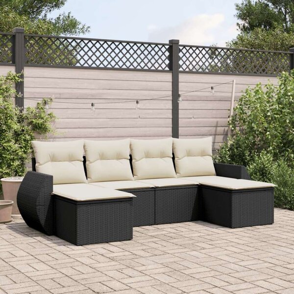 VidaXL Polyrattan Kerti Ülőgarnitúra - 6 részes - Fekete