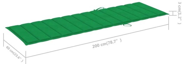 VidaXL 2 Személyes Akácfa Napozóágy - Zöld Párnákkal