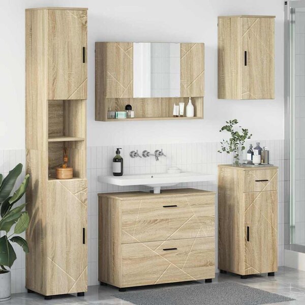 Fürdőszoba bútor szett 5 pcs sonoma tölgy 30 x 35 x 192 cm