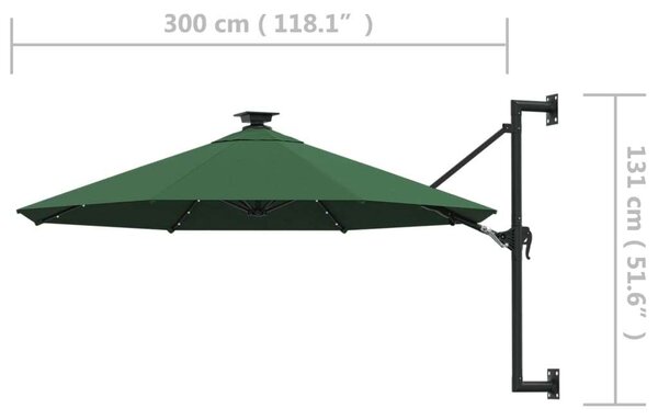 VidaXL Napernyő - Falra Szerelhető - 300cm