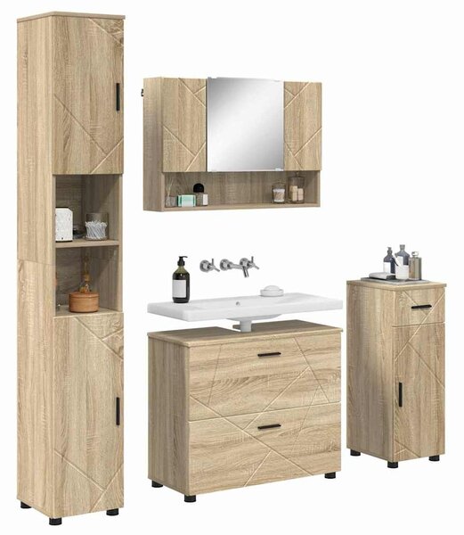 Fürdőszoba bútor szett 5 pcs sonoma tölgy 30 x 35 x 192 cm
