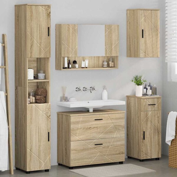 Fürdőszoba bútor szett 5 pcs sonoma tölgy 30 x 35 x 192 cm