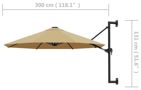 Napernyő - Falra Szerelhető - 300 cm - Bézs