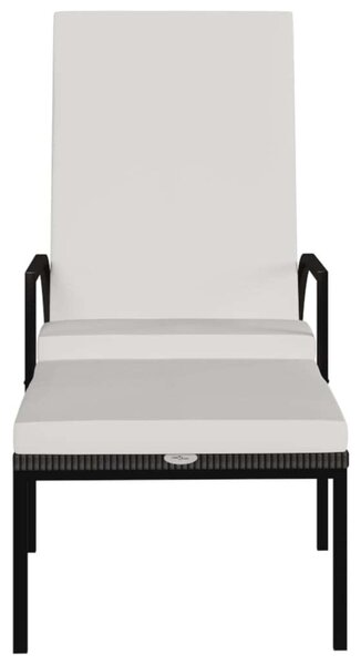VidaXL Napozóágy szett - 2 db - Barna Polyrattan - Lábtartóval