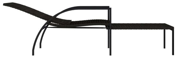 VidaXL Napozóágy szett - 2 db - Barna Polyrattan - Lábtartóval