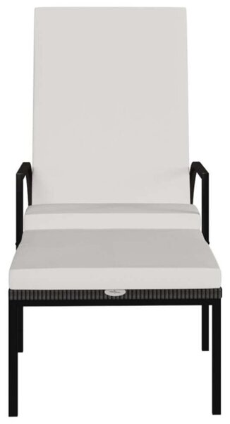 VidaXL Napozóágy szett - 2 db - Barna Polyrattan - Lábtartóval