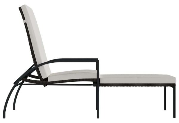 VidaXL Napozóágy szett - 2 db - Barna Polyrattan - Lábtartóval