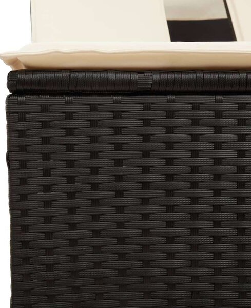 VidaXL Dupla Napozóágy - Fekete Polyrattan - 202cm