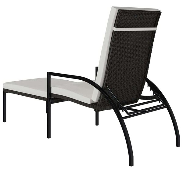 VidaXL Napozóágy szett - 2 db - Barna Polyrattan - Lábtartóval