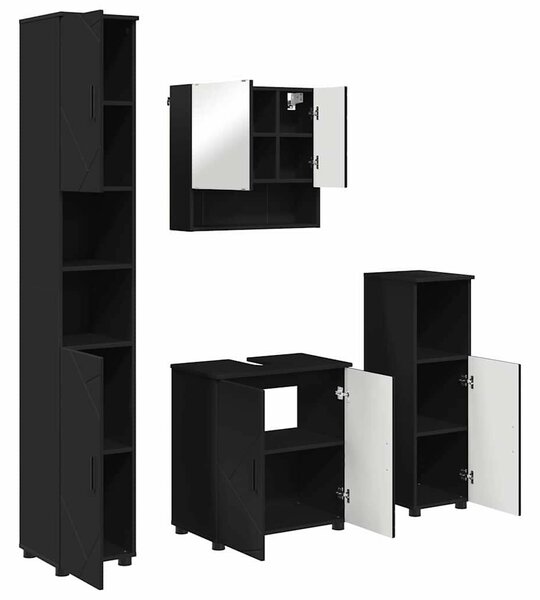 Fürdőszoba bútor szett 4 pcs Fekete 61 x 35 x 64 cm Faanyag