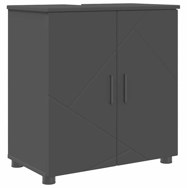 Fürdőszoba bútor szett 4 pcs Fekete 61 x 35 x 64 cm Faanyag