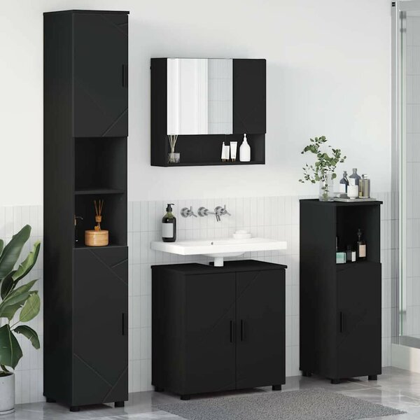 Fürdőszoba bútor szett 4 pcs Fekete 61 x 35 x 64 cm Faanyag