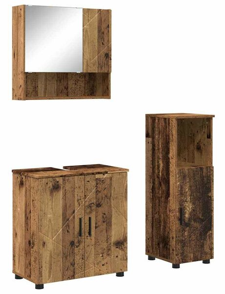 Fürdőszoba bútor szett 3 pcs Régi fa 61 x 35 x 64 cm Faanyag