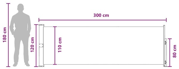 VidaXL Húzható oldalsó napernyő Tópszínű 300 x 120 cm Poliészter